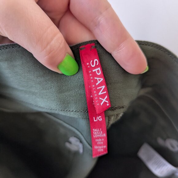 Spanx Army Green Cargo Pants Size Large Tall LT - Picture 11 of 11